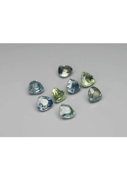 8pcs Lot 2.98 Ct T.w Pear & Heart Blue-Green Sapphire Tanzania, Heated