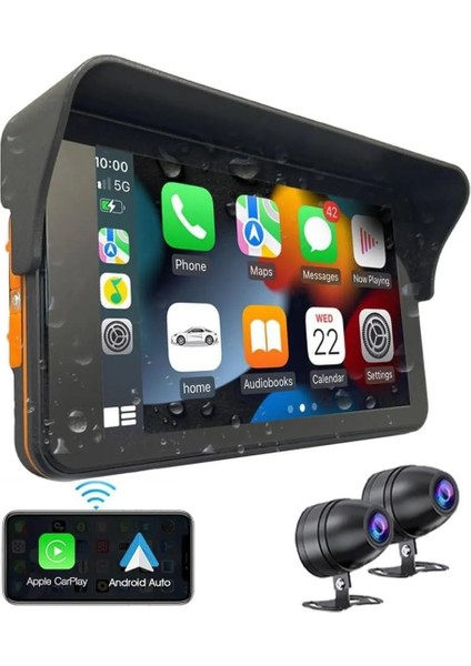 Car Play 7 Inç Motosiklet Gps Navigasyon Kablosuz Carplay Cihazı