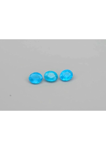 3pcs Lot 1.12 Ct T.w Oval Natural Unheated Blue Apatite Gemstone, Africa