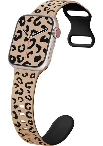 Watch 42-44-45-46-49MM Uyumlu Leopar Desenli Yüksek Kaliteli Leopar Silikon Kordon