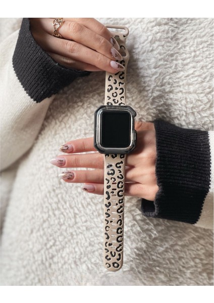 Watch 42-44-45-46-49MM Uyumlu Leopar Desenli Yüksek Kaliteli Leopar Silikon Kordon