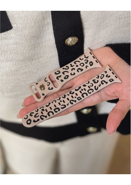 Watch 42-44-45-46-49MM Uyumlu Leopar Desenli Yüksek Kaliteli Leopar Silikon Kordon