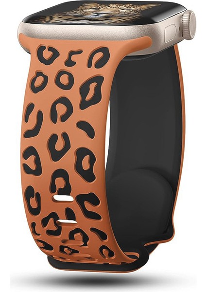 Watch 42-44-45-46-49MM Uyumlu Leopar Desenli Yüksek Kaliteli Leopar Silikon Kordon