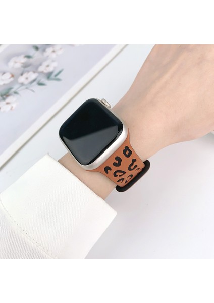 Watch 42-44-45-46-49MM Uyumlu Leopar Desenli Yüksek Kaliteli Leopar Silikon Kordon