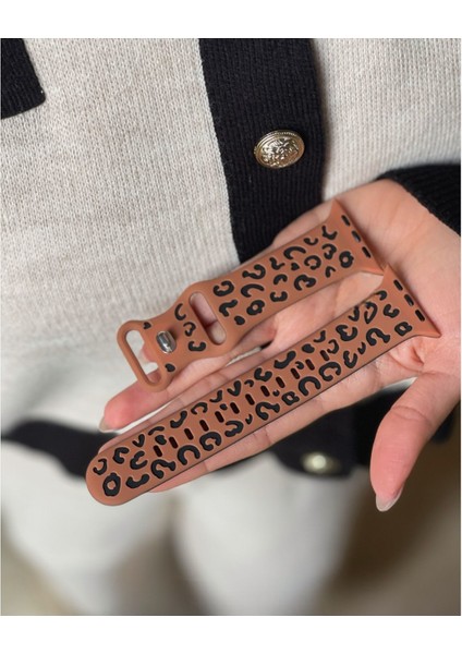 Watch 42-44-45-46-49MM Uyumlu Leopar Desenli Yüksek Kaliteli Leopar Silikon Kordon