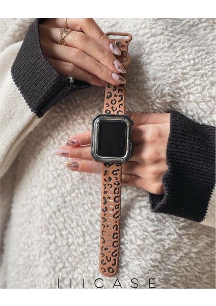 Watch 42-44-45-46-49MM Uyumlu Leopar Desenli Yüksek Kaliteli Leopar Silikon Kordon