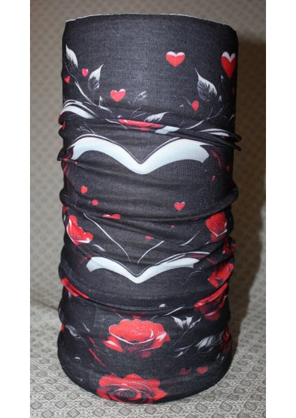 Kalp ve Gül Desenli Boyunluk Baf Bandana
