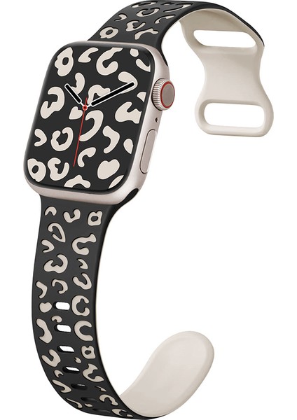 Watch 42-44-45-46-49MM Uyumlu Leopar Desenli Yüksek Kaliteli Leopar Silikon Kordon