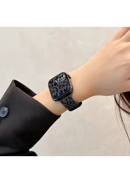 Watch 42-44-45-46-49MM Uyumlu Leopar Desenli Yüksek Kaliteli Leopar Silikon Kordon modelleri