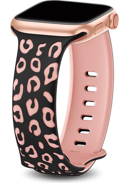 Watch 42-44-45-46-49MM Uyumlu Leopar Desenli Yüksek Kaliteli Leopar Silikon Kordon fırsatları