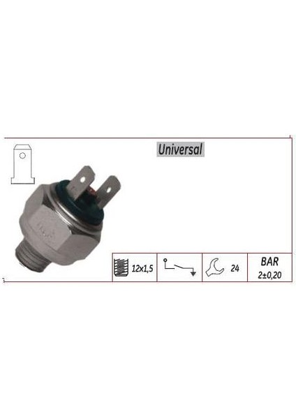 Havalı Kapı Ikaz Müşürü Kalın Diş Metrik 12X1,5 2 Bar 4410140010 609010 Klf