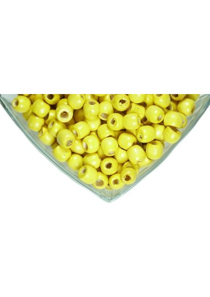 Sarı 10 mm Ahşap Boncuk 100 gr