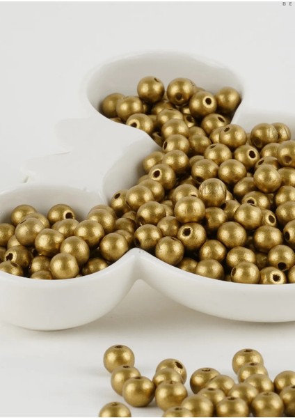 Altın Sarı 10 mm Ahşap Boncuk 100 gr