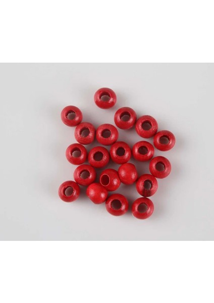 Kırmızı 10 mm Ahşap Boncuk 100 gr