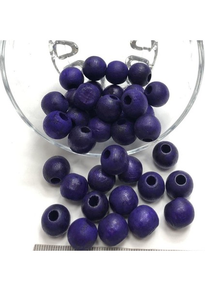 Mor 10 mm Ahşap Boncuk 100 gr