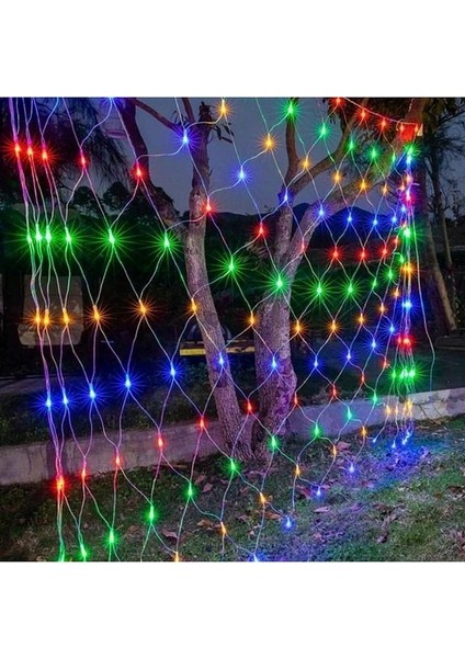 2x2 Metre 8 Animasyon Modlu Ağ Perde LED Fişli Eklenebilir Modlu File Yılbaşı Süsleme