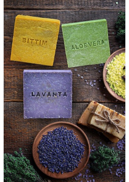 3’lü Gurme Seti - Lavanta - Bıttım - Aloevera Doğal Sabunlar 140 Ar Gram