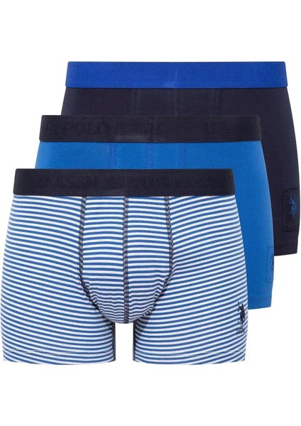 80504 Erkek Baskılı-Lacivert-Yeşil Pamuklu 3 Lü Boxer