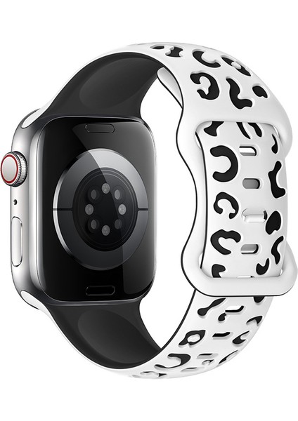 Watch 38-40-41-Watch 10 42MM Uyumlu Leopar Desenli Yüksek Kaliteli Leopar Silikon Kordon