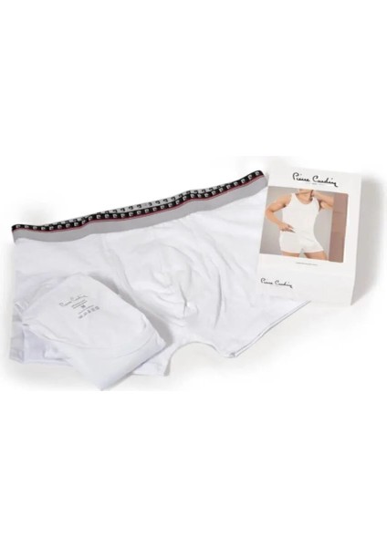 150 Erkek Beyaz Stretch 2'li Atlet Boxer Takım