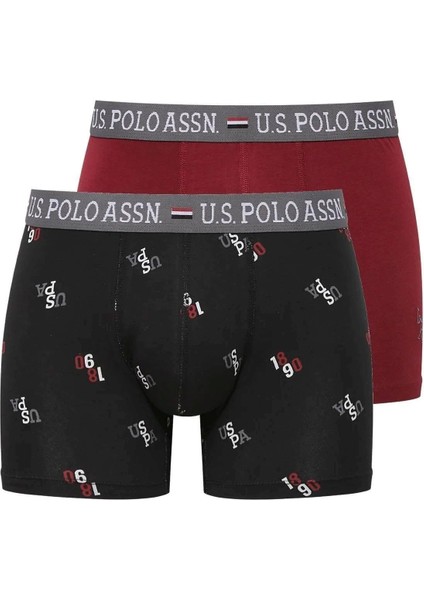 80487 Erkek Bordo-Siyah Baskılı Modal 2 Li Boxer