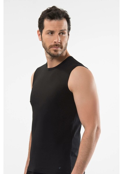 1303 Siyah Erkek Spor Bisiklet Yaka Fanila