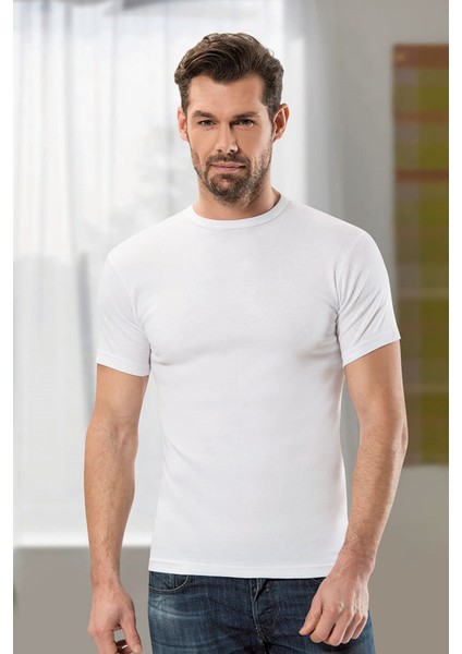Anıt 1107 Beyaz 3 Adet Ribana O Yaka Kollu Erkek Fanila