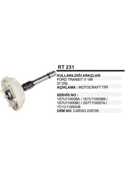 MARŞ REDÜKTÖR DİŞLİ MİLİ (PLANET) MOTORCRAFT FORD TRANSİT V184