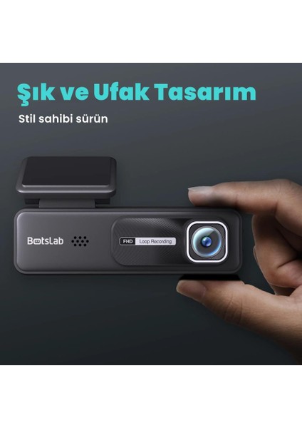 Botslab HK30 Pro 2K QHD WiFi 140° Geniş Açı Gece Görüşlü Akıllı Araç İçi Kamera+ Park Modu Bağlantı Kablosu Combo