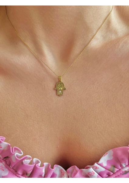 925 Ayar Gümüş Kişiselleştirilebilir Harfli Hamsa Kolye