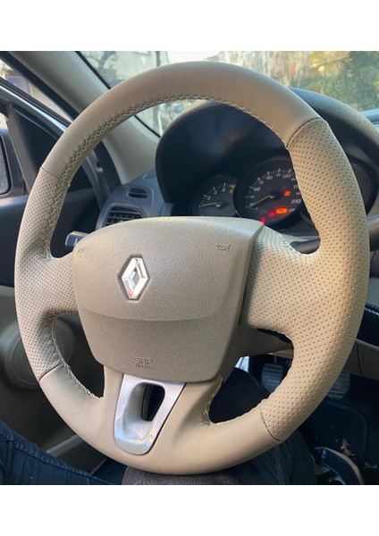 Fluence Tuşsuz Araca Özel Direksiyon Kılıfı Bej Renktir Krem Değildir