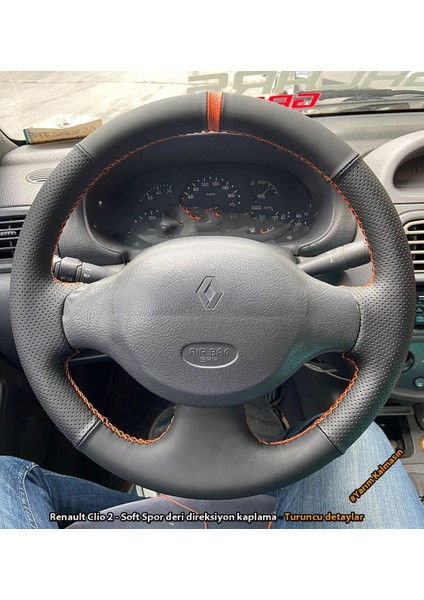 Clio 2 Araca Özel Direksiyon Kılıfı (Noktalı Soft Yüzüklü)