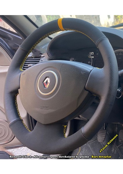 Clio 2 Araca Özel Direksiyon Kılıfı (Noktalı Nubuk Yüzüklü)