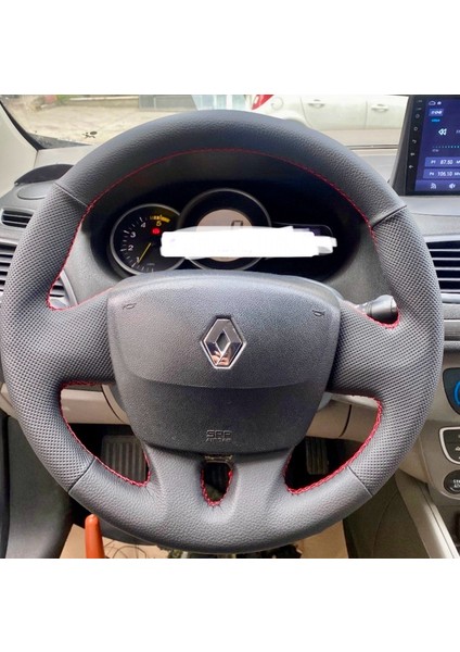 Fluence Araca Özel Direksiyon Kılıfı Boş Paket (Düz Nokta Kırmızı Dikişli)