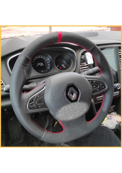 Megane 4 Araca Özel Direksiyon Kılıfı (Noktalı Nubuk Kırmızı Yüzüklü) modelleri