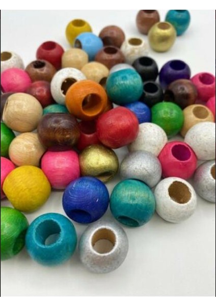 20 mm Ahşap Renkli Boncuk 100 gr