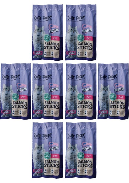 Somonlu 8 Adet 3lü Kedi Stick Salmon Kedi Ödül Çubukları Cat-Sticks