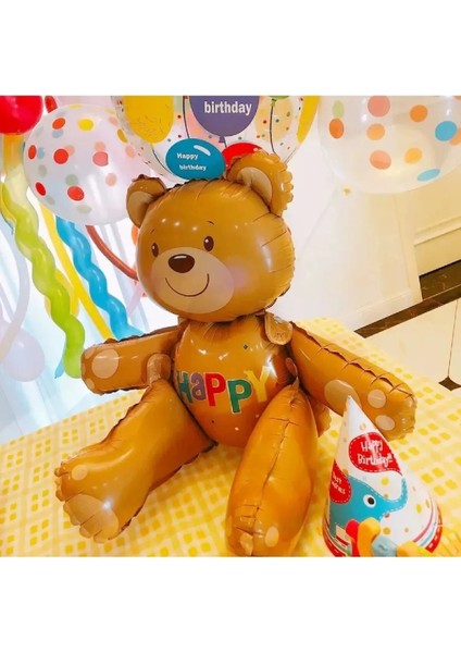 Hayvan Temalı Folyo Balonlu Kahverengi 2 Yaş Doğum Günü Parti Seti Balon Seti