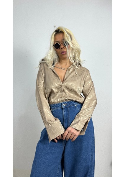 Nunu By Croc Chic Krem Saten Gömlek