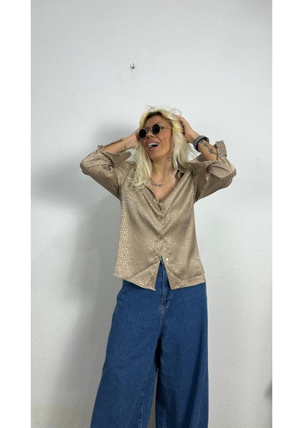 Nunu By Croc Chic Krem Saten Gömlek modelleri
