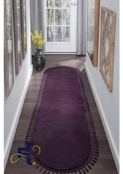 Frt Export tüylü Peluş Oval Örgü Saçaklı Peluş Yolluk Yumuşacık Yıkanabilir Antre Hol Koridor Halı