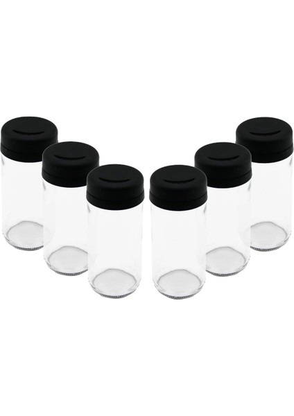 6 Pcs Cam - 225ML Baharatlık - Tuzluk Plastik Kapak (4767)