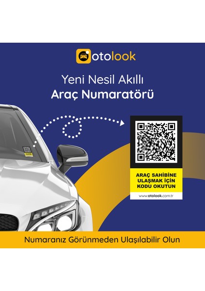 Otolook Yeni Nesil Akıllı Araç Numaratör | İçten Yapıştırma Cam QR Etiket Numaratör
