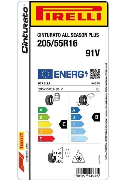 205/55 R16 91V Cinturato All Seasons Plus Oto 4 Mevsim Lastiği (Üretim Yılı: 2025) fiyatları