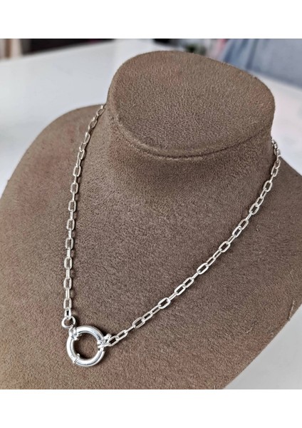 Gümüş Oval Zincirli Kadın Kız Kolye fiyatları