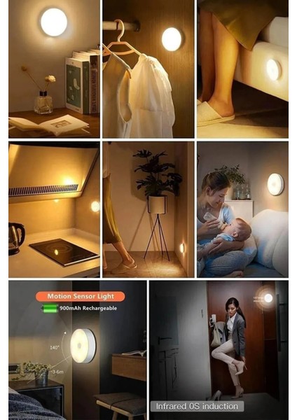 Hareket Sensörlü USB Şarjlı LED Işık Dolap Içi Ev Aydınlatma Gece Lambası LED Işık - 1 Adet indirimleri