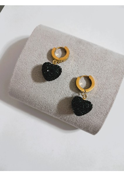 Badelis Zümrüt Yeşili Kalp Detaylı Parıltılı Çelik Küpe fiyatları