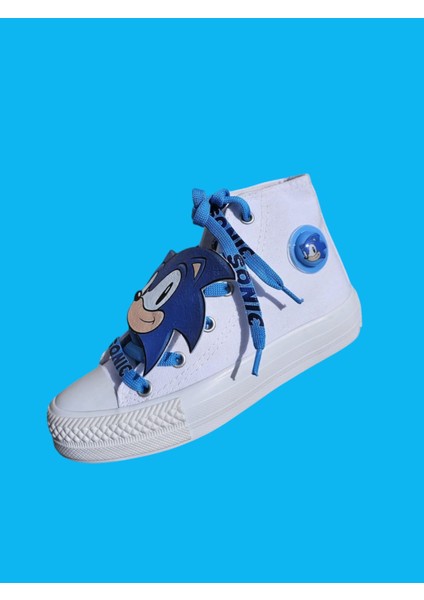 Beyaz Keten Sonicili Bapğcık Detay Sonici Işıklı Çocuk Spor Ayakkabı Sneaker