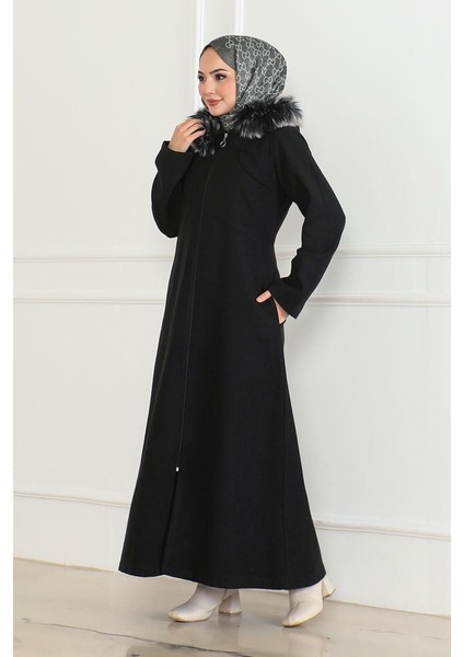 kapüşonu Kürklü Kaşe Kaban fiyatları