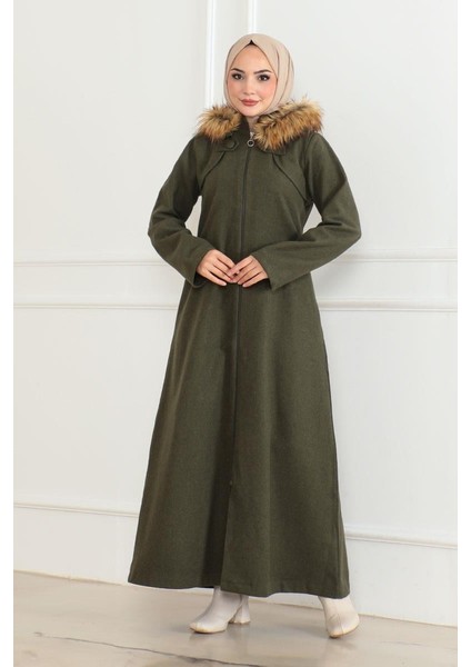 kapüşonu Kürklü Kaşe Kaban